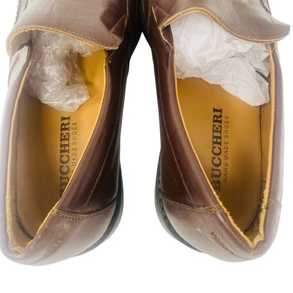 BUCCHERI Handmade SHOES LOAFERS Men’s US SZ 9 EU 40 Brown Leather - Picture 6 of 8